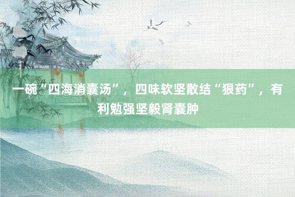 一碗“四海消囊汤”，四味软坚散结“狠药”，有利勉强坚毅肾囊肿
